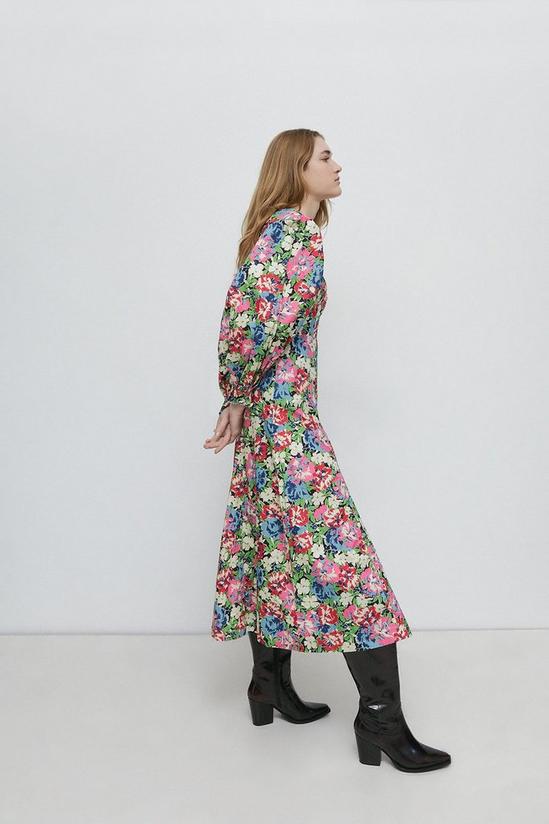 Warehouse Petite Floral Print Voluminous Midi Dress 2