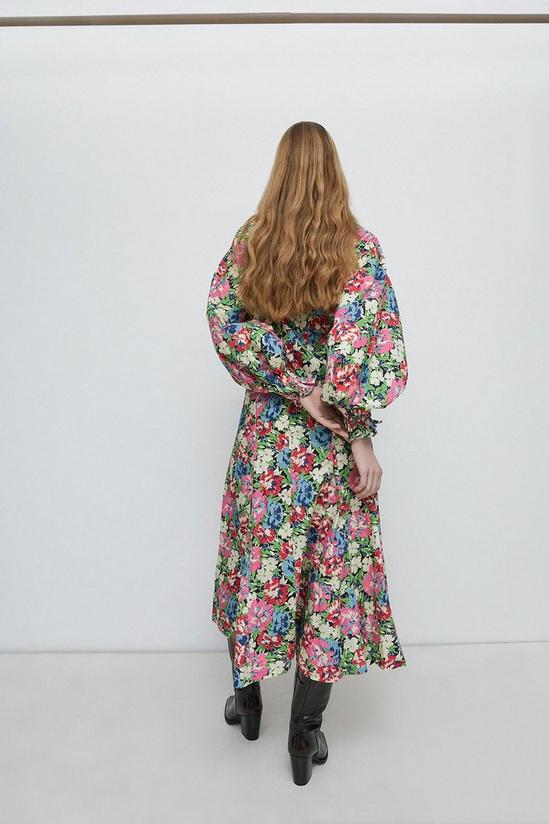 Warehouse Petite Floral Print Voluminous Midi Dress 3