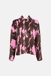 Warehouse Premium Satin Abstract Swirl Print Funnel Neck Top With Wide Cuff thumbnail 4