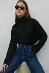 Warehouse Premium Satin Funnel Neck Top With Wide Cuff thumbnail 2