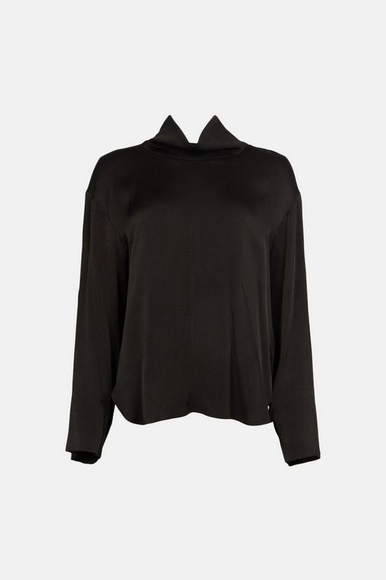Warehouse Premium Satin Funnel Neck Top With Wide Cuff 4