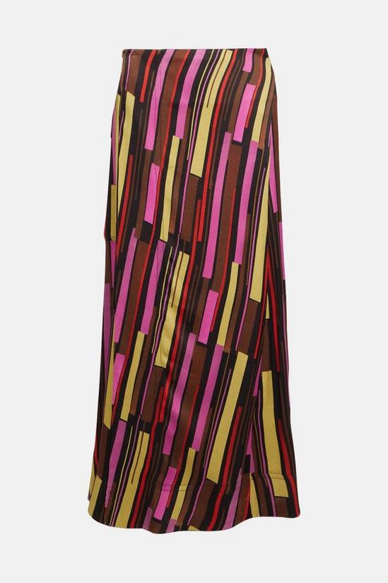 Warehouse Premium Satin Block Print Wrap Skirt With Tie 4