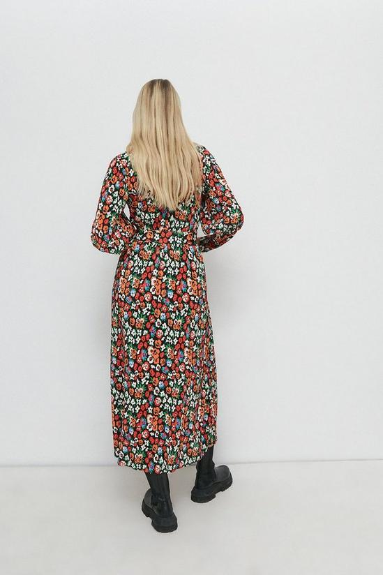 Warehouse Floral Print Plisse Belted Midi Dress 3