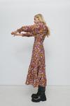 Warehouse Petite Tie Neck Tiered Maxi Dress In Floral thumbnail 1
