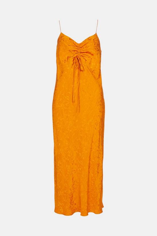 Warehouse Petite Jacquard Ruched Midi Slip Dress 4