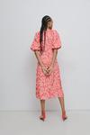 Warehouse Petite Satin Puff Sleeve Midi Dress In Floral thumbnail 3