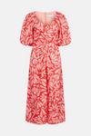 Warehouse Petite Satin Puff Sleeve Midi Dress In Floral thumbnail 4