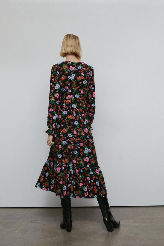 Warehouse Petite Woven Midi Tea Dress In Floral 3
