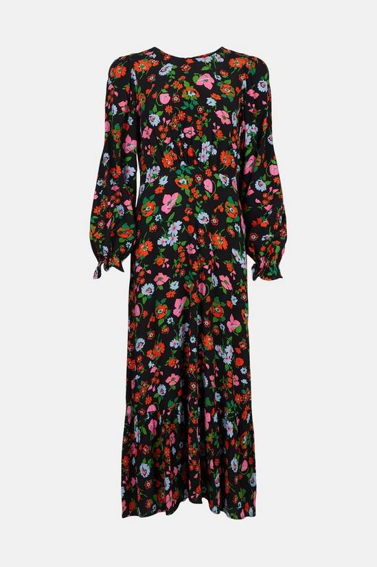 Warehouse Petite Woven Midi Tea Dress In Floral 4