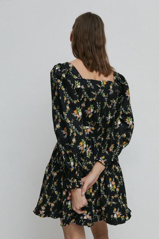 Warehouse Floral Square Neck Belted Cotton Mini Dress 3