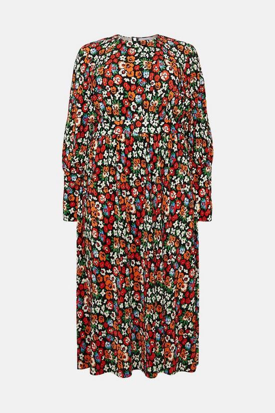 Warehouse Plus Size Floral Print Plisse Belted Midi Dress 4