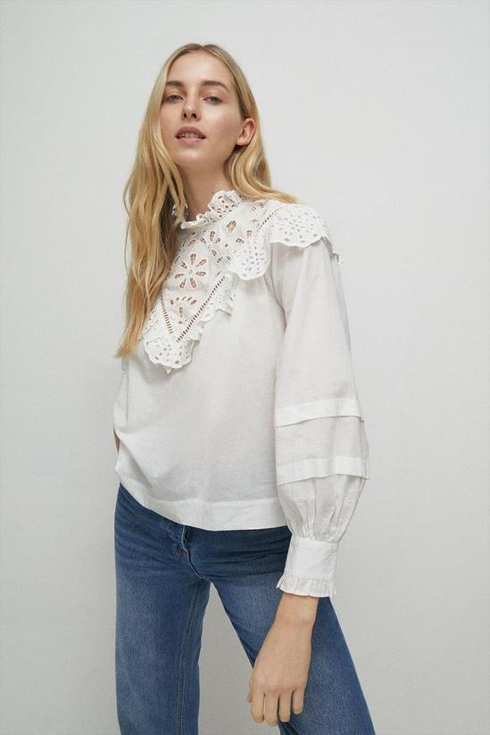 Warehouse Broderie Frill And Cutwork Detail Blouse 1
