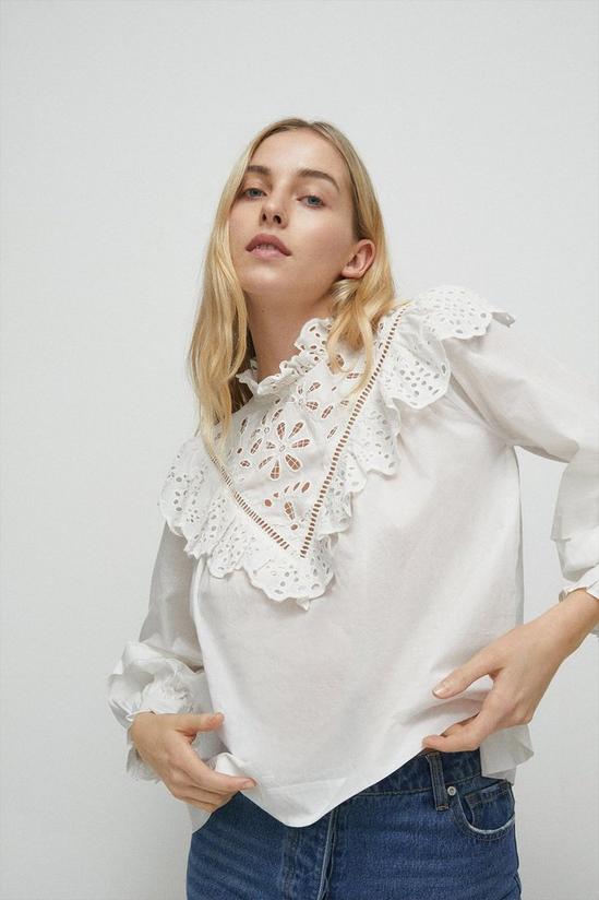 Warehouse Broderie Frill And Cutwork Detail Blouse 2
