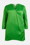 Warehouse Plus Size Satin Long Sleeve Wrap Mini Slip Dress thumbnail 4