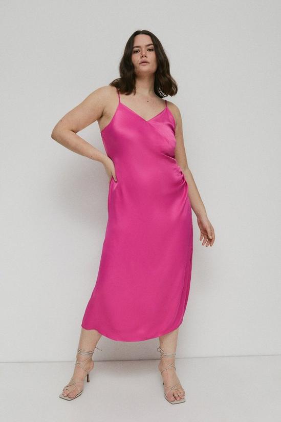 Warehouse Plus Size Satin Wrap Ruched Slip Midi Dress 2