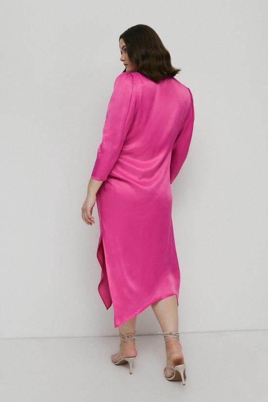 Warehouse Plus Size Satin Long Sleeve Wrap Midi Slip Dress 3