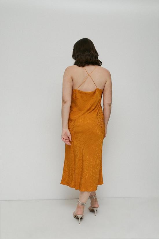 Warehouse Plus Size Jacquard Ruched Midi Slip Dress 3