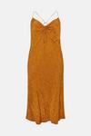 Warehouse Plus Size Jacquard Ruched Midi Slip Dress thumbnail 4