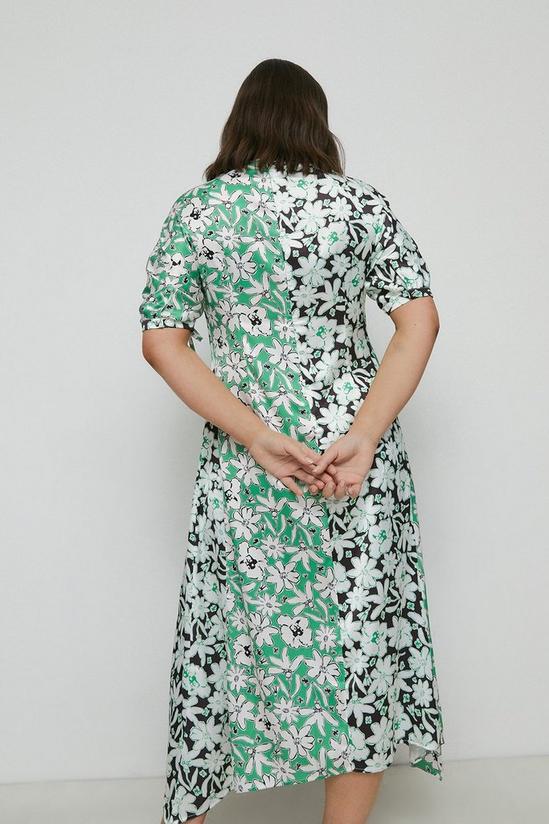 Warehouse Plus Size Satin Ruched Sleeve Splice Midi Dress 3