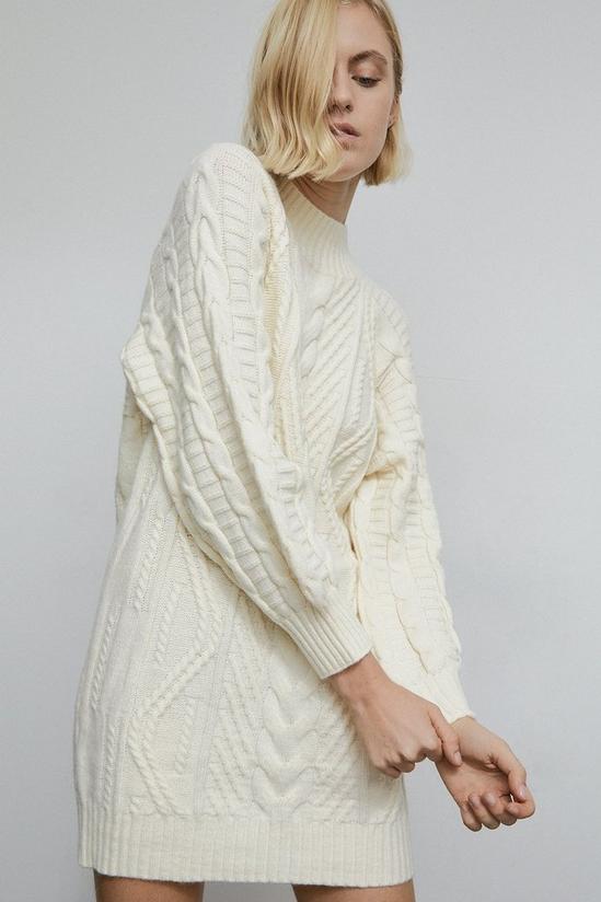 Warehouse Chunky Cable Knit Jumper Dress 1