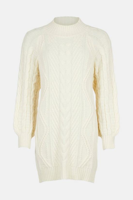 Warehouse Chunky Cable Knit Jumper Dress 4