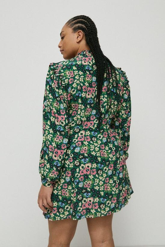 Warehouse Plus Size Woven Tie Neck Floral Mini Tea Dress 3