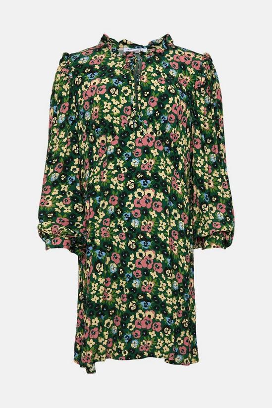 Warehouse Plus Size Woven Tie Neck Floral Mini Tea Dress 4