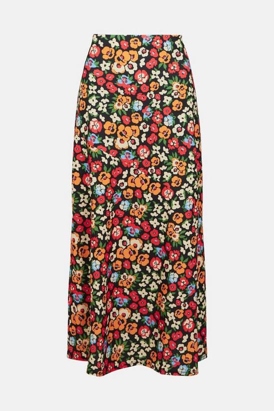 Warehouse Floral Print Seam Detail Midi Skirt 4