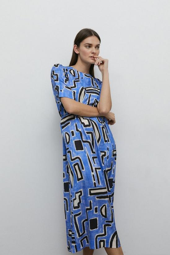 Warehouse Satin Dobby Column Midi Dress In Print 1