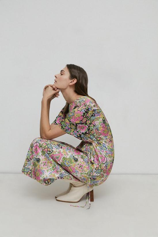 Warehouse Satin Dobby Column Midi Dress In Floral 2