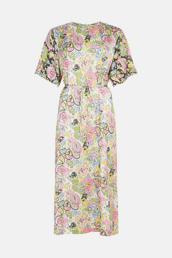 Warehouse Satin Dobby Column Midi Dress In Floral 4