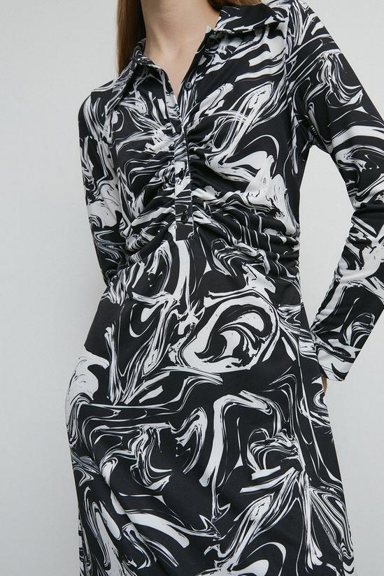 Warehouse Marble Print Ruched Front Shirt Dress 2