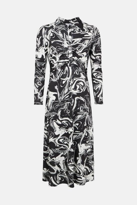 Warehouse Marble Print Ruched Front Shirt Dress 4