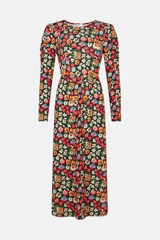 Warehouse Floral Print Puff Sleeve Midi Dress 4