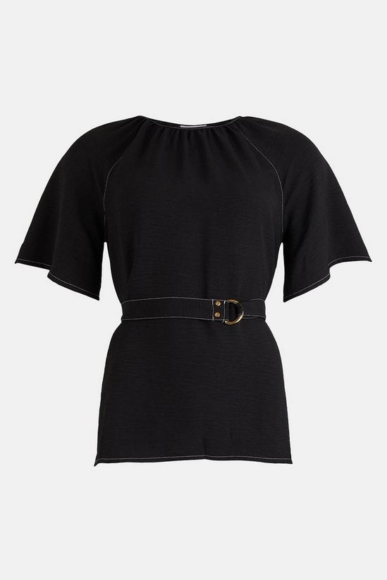 Warehouse Twill Topstitch Belted Blouse 4