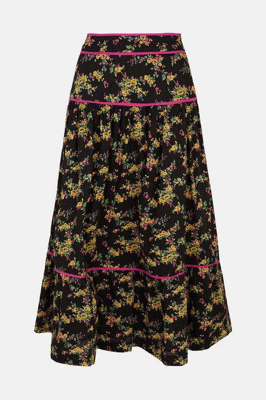 Warehouse Trailing Floral Binding Detail Midi Skirt 4