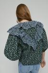 Warehouse Ditsy Floral Contrast Broderie Ruffle Blouse thumbnail 3