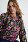 Warehouse Paisley Print Quilted Tie Front Jacket thumbnail 2