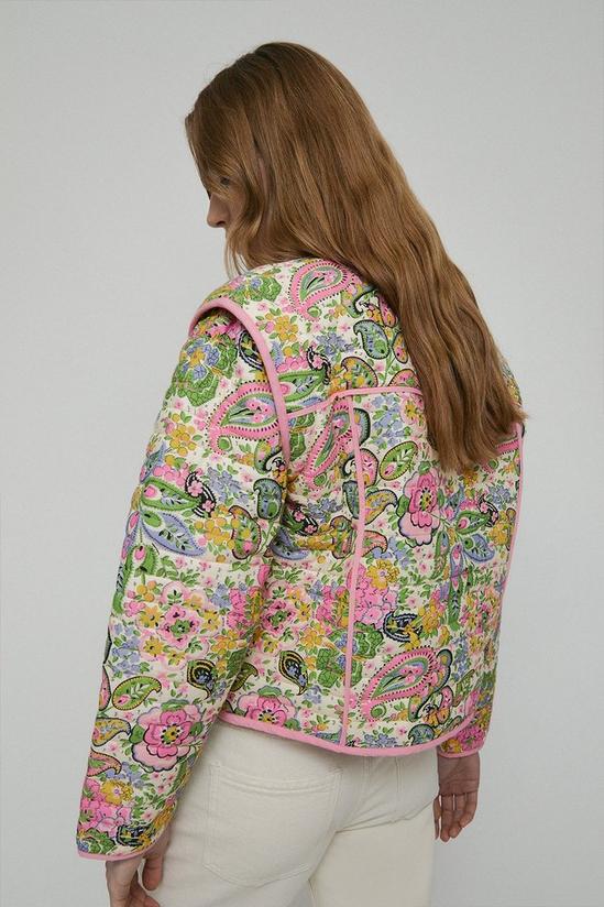Warehouse Paisley Print Quilted Tie Front Jacket 3