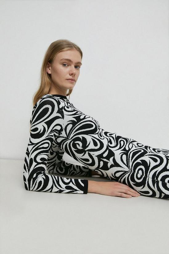 Warehouse Petite Premium Knit Swirl Jacquard Mini Dress 2