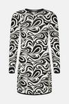 Warehouse Petite Premium Knit Swirl Jacquard Mini Dress thumbnail 4