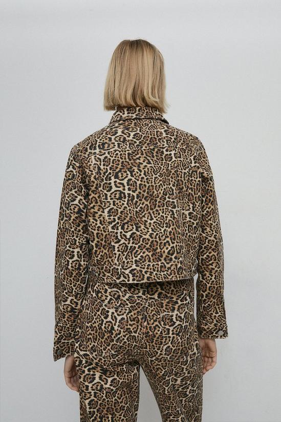 Warehouse Petite Denim Leopard Cropped Denim Jacket 3