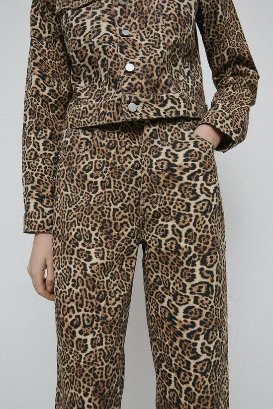 Warehouse Denim Leopard Printed Straight Leg Jeans 1
