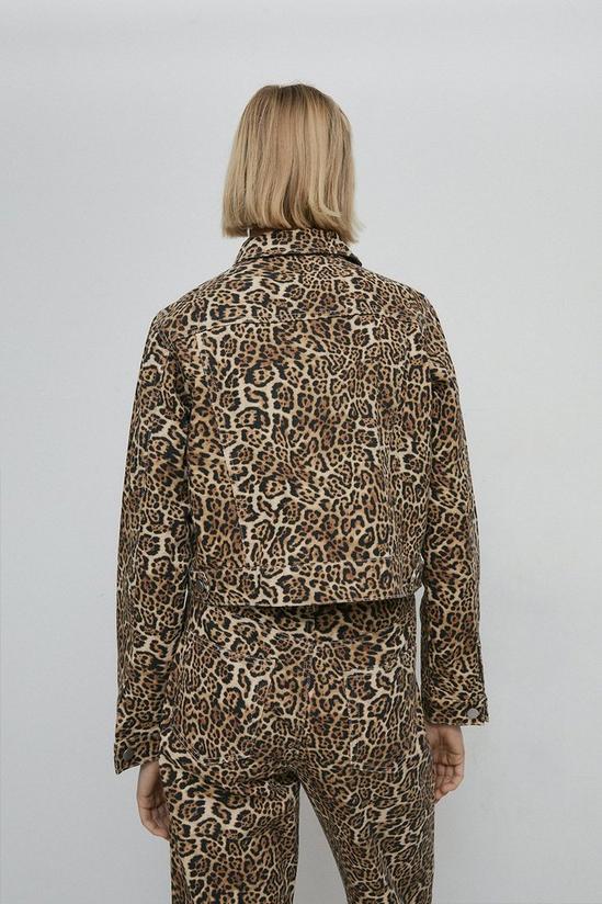 Warehouse Denim Leopard Print Cropped Denim Jacket 3