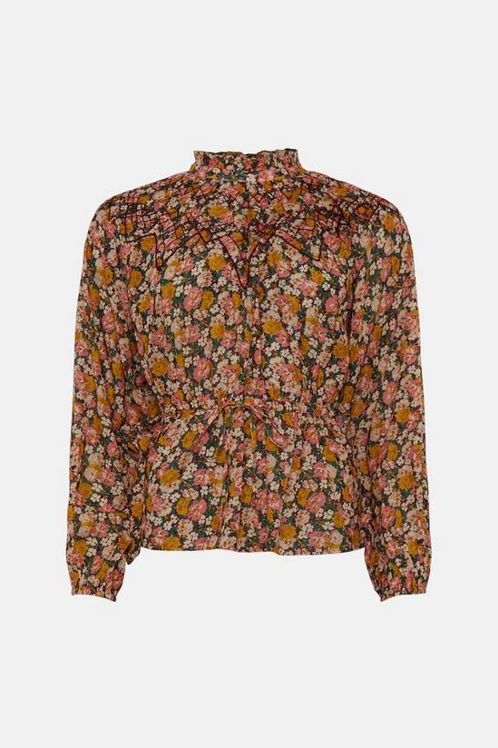Warehouse Petite Embroidered Yoke Floral Blouse 4