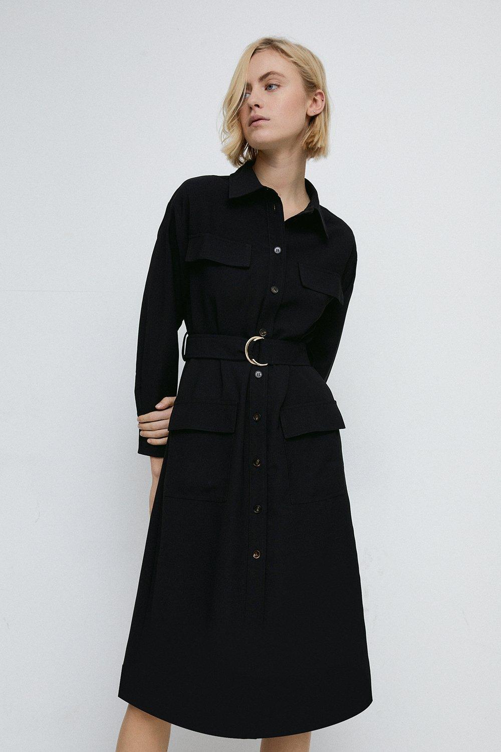 Dresses Petite D Ring Belted Shirt Dress Warehouse