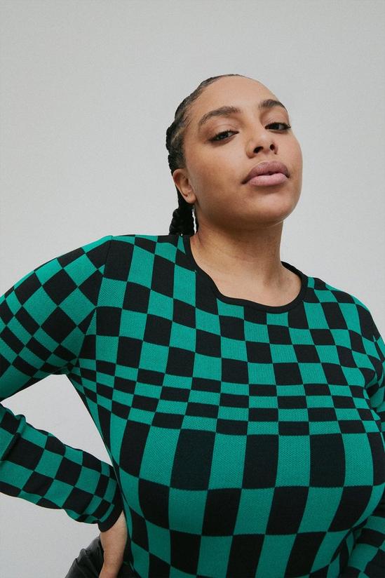 Warehouse Plus Size Checkerboard Knit Jumper 2