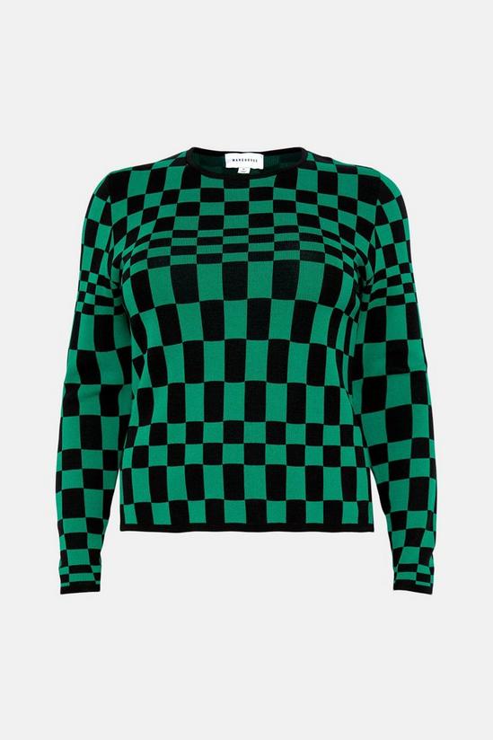Warehouse Plus Size Checkerboard Knit Jumper 4