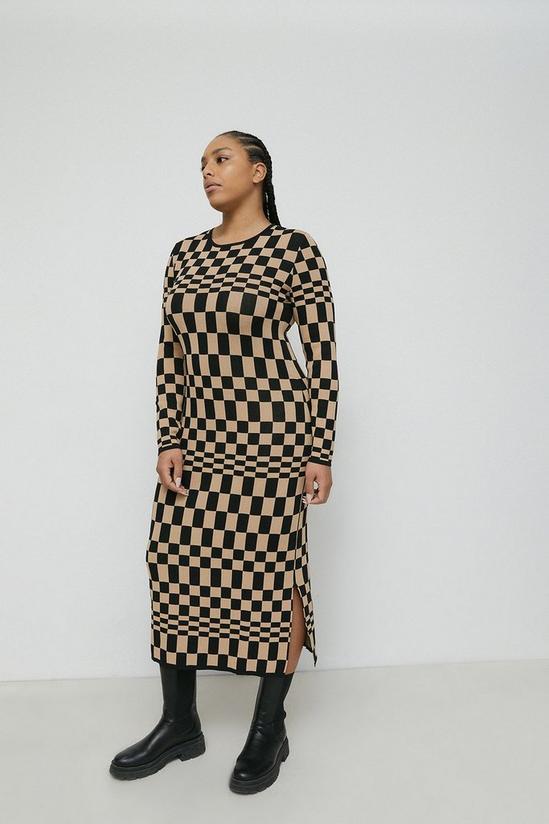 Warehouse Plus Size Checkerboard Knit Midi Dress 1
