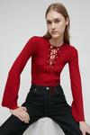 Warehouse Petite Eyelet Tie Up Knitted Jumper thumbnail 1